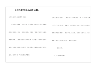 公司月度工作总结