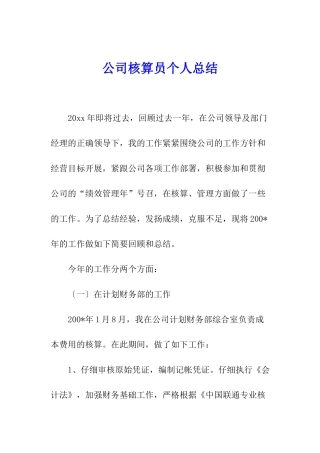 公司核算员个人总结