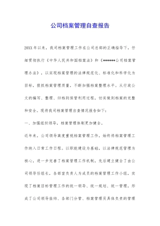 公司档案管理自查报告-
