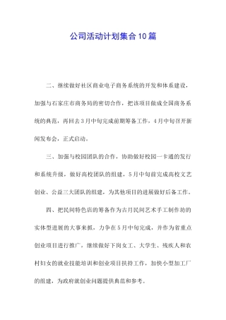公司活动计划集合10篇