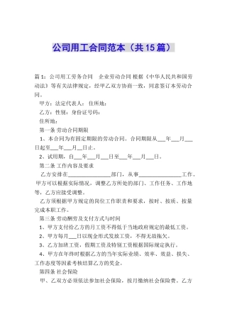 公司用工合同范本