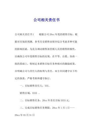 公司相关责任书