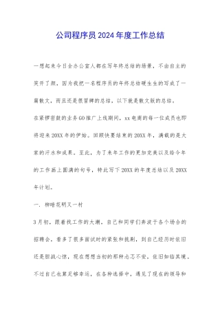 公司程序员2024年度工作总结-