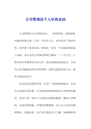 公司管理层个人年终总结