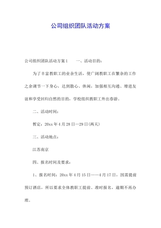 公司组织团队活动方案