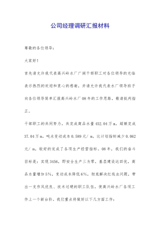 公司经理调研汇报材料-