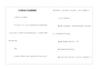 公司职业行为规范--