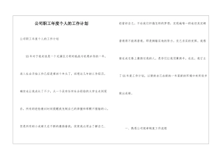 公司职工年度个人的工作计划