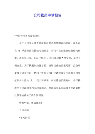 公司裁员申请报告