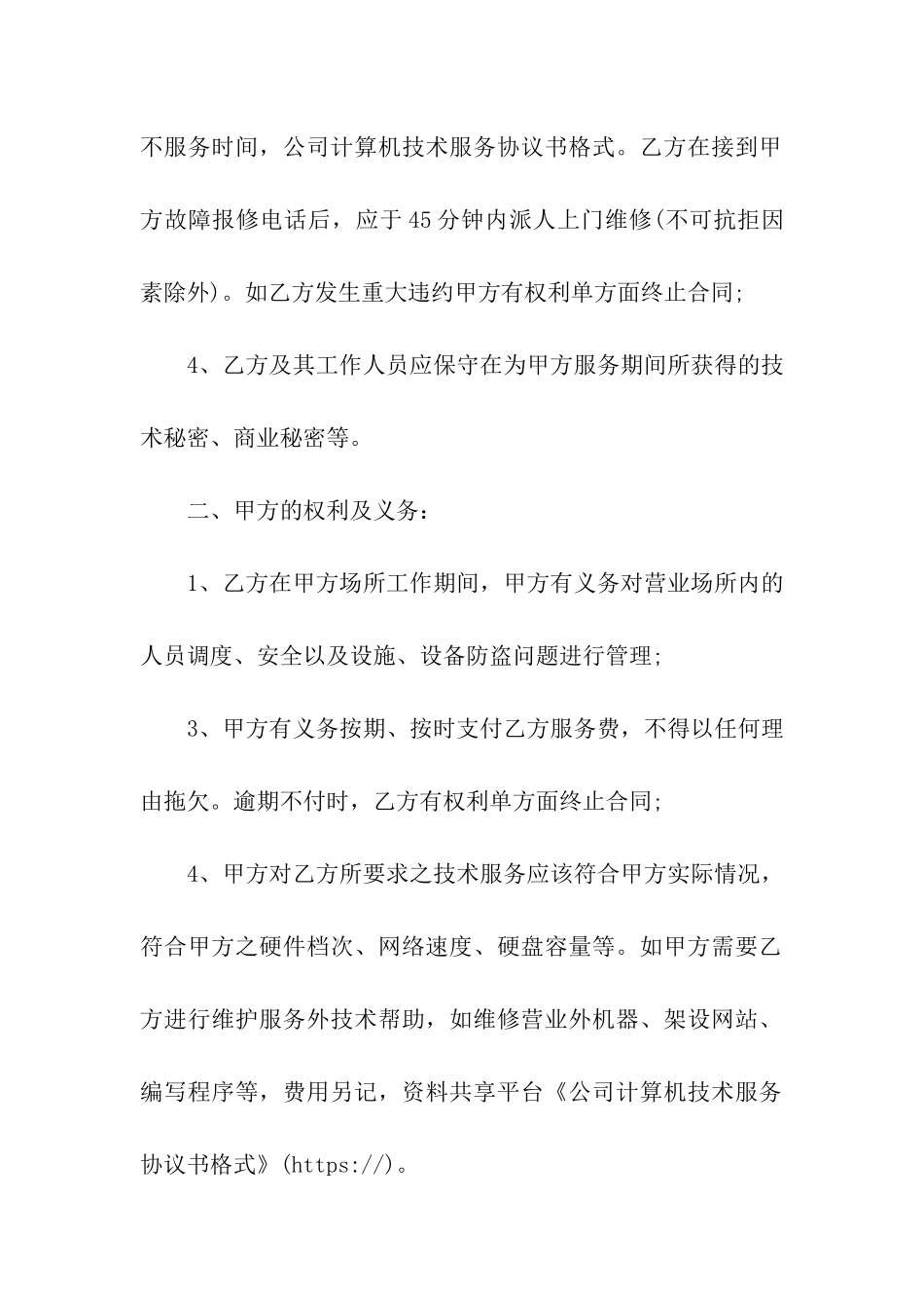 公司计算机技术服务协议书格式_第2页