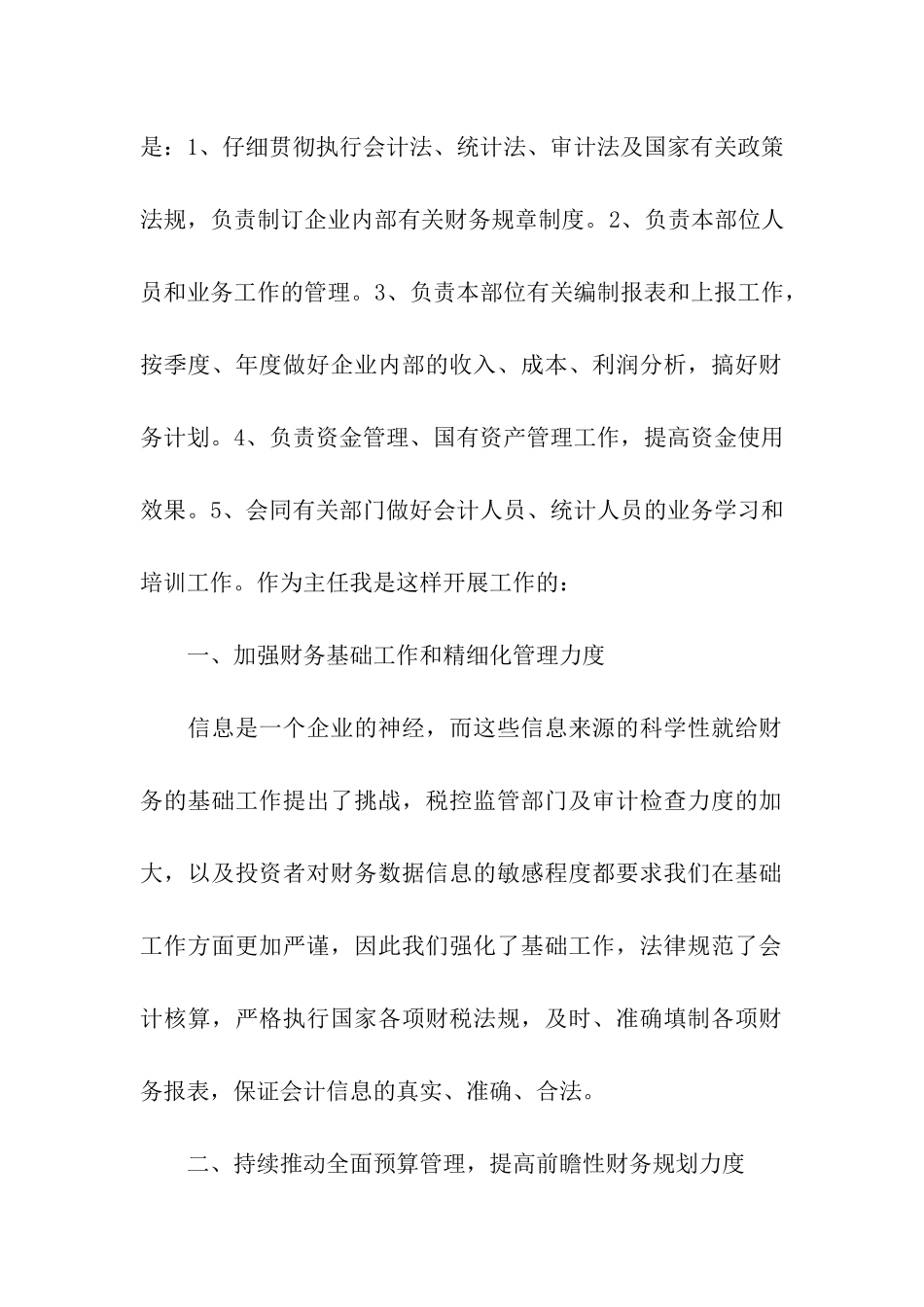 公司计财办主任述职报告_第2页