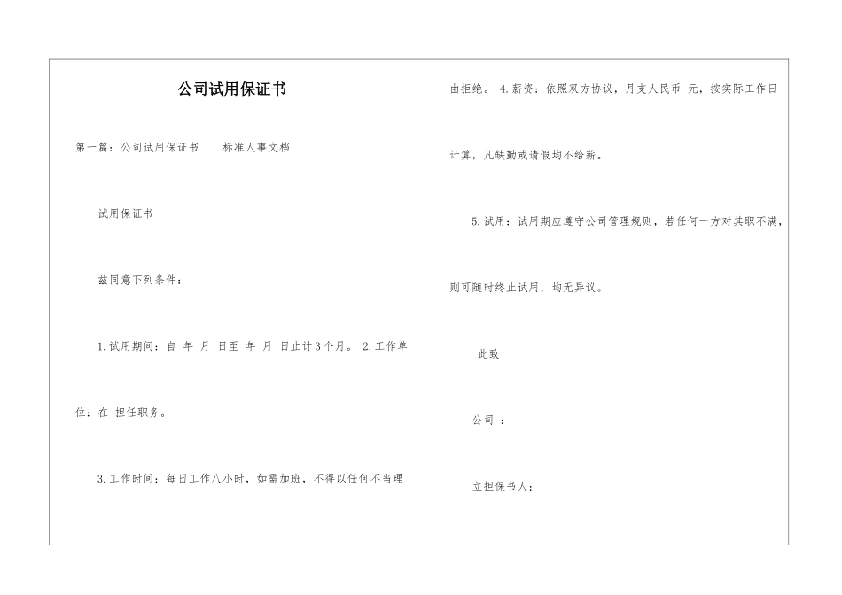 公司试用保证书--1_第1页