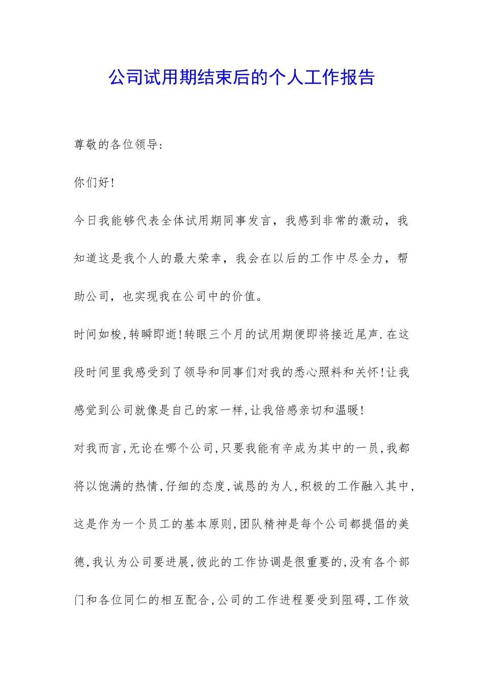 公司试用期结束后的个人工作报告-_第1页