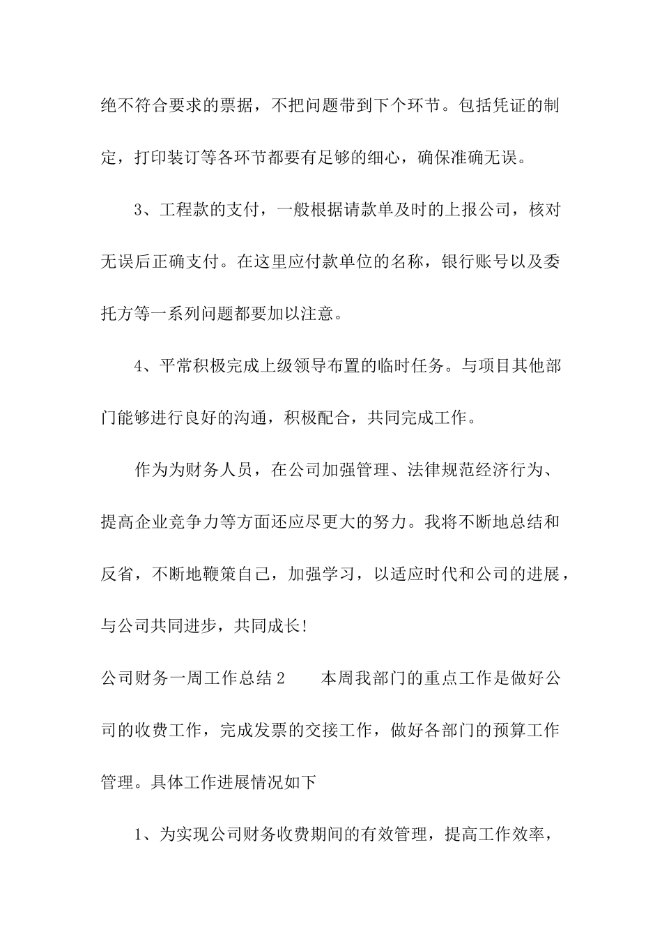 公司财务一周工作总结_第2页
