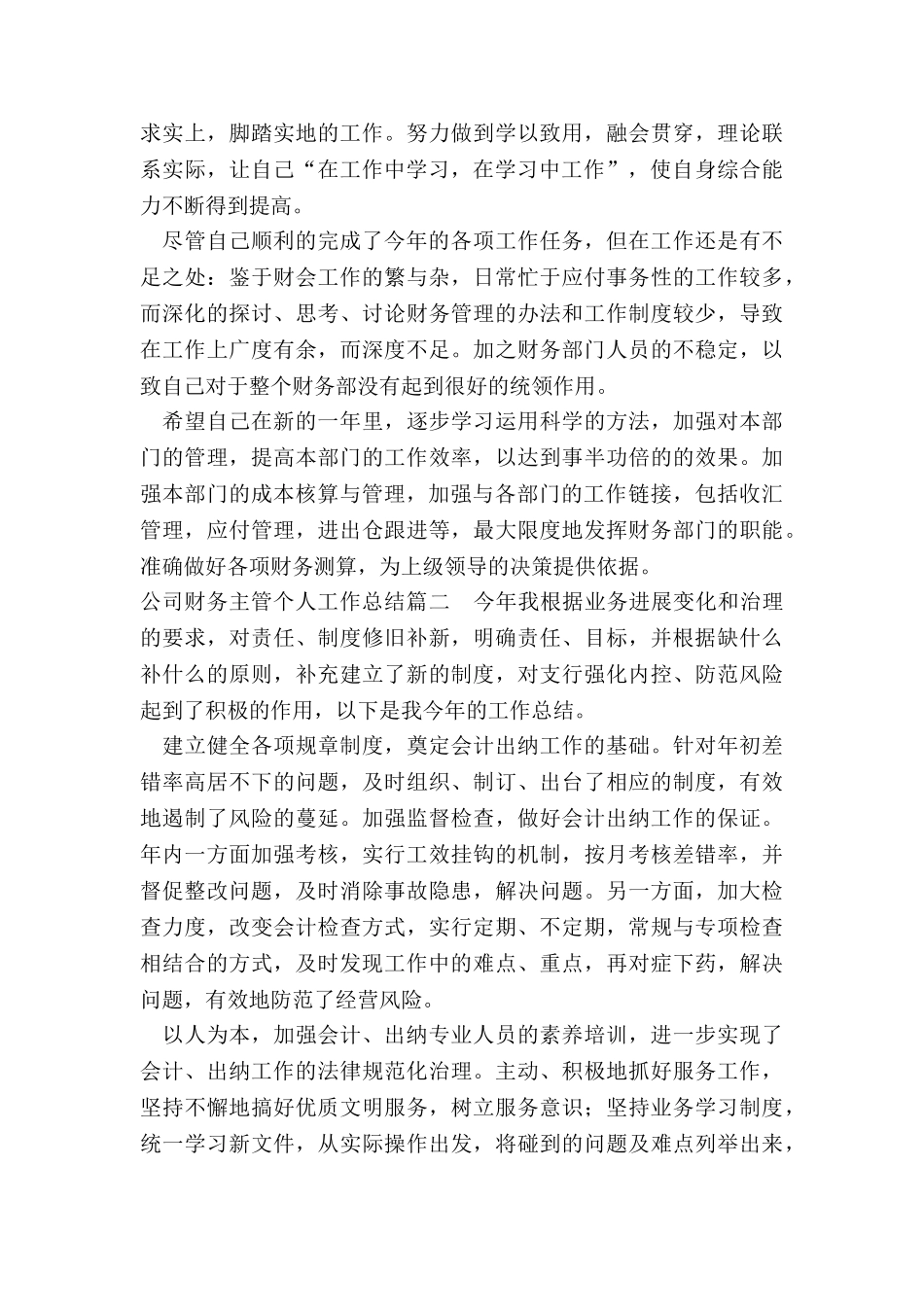 公司财务主管个人工作总结_第2页