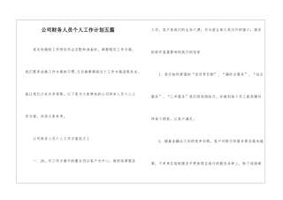 公司财务人员个人工作计划五篇