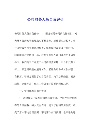 公司财务人员自我评价