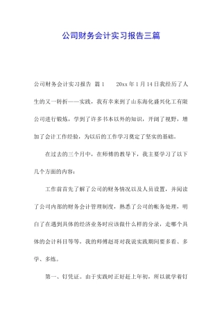 公司财务会计实习报告三篇