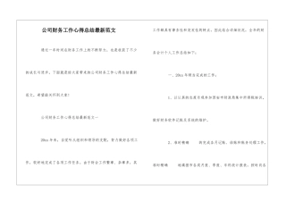 公司财务工作心得总结最新范文