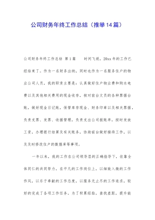 公司财务年终工作总结(推荐14篇)