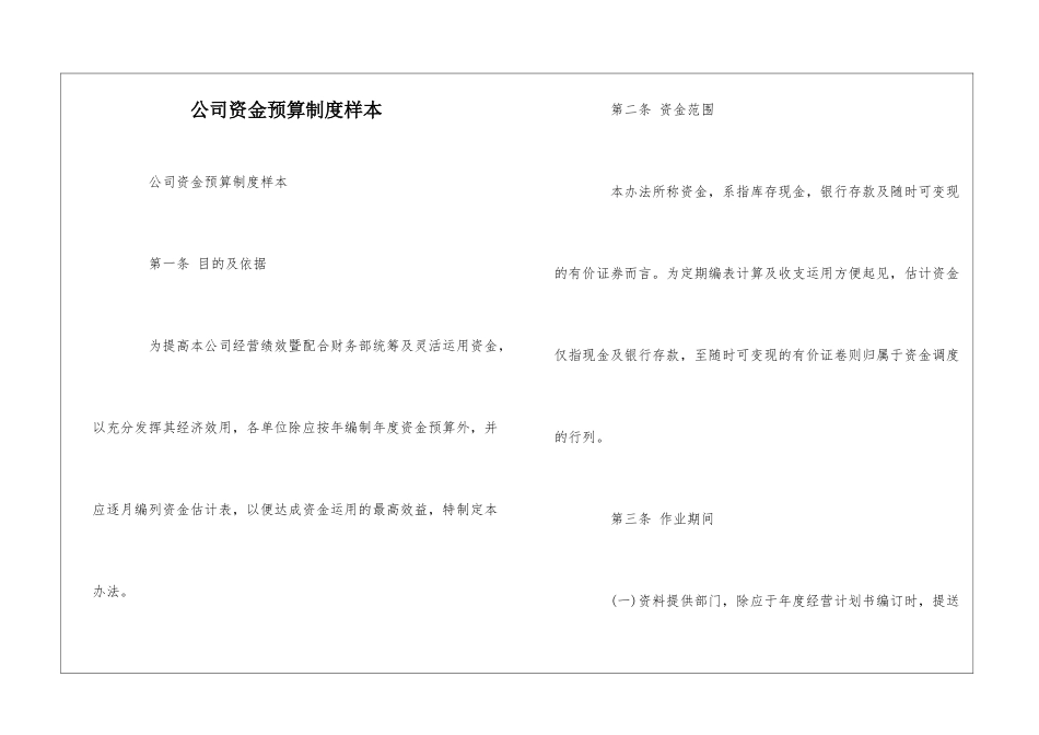 公司资金预算制度样本--_第1页