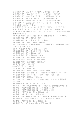 小学语文经常读错的124个字