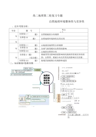培英高中高三二轮复习——整体性差异性专题