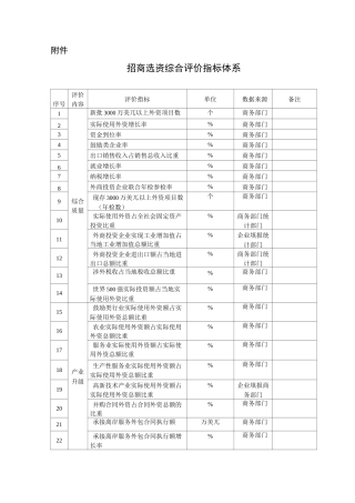 招商选资综合评价指标体系