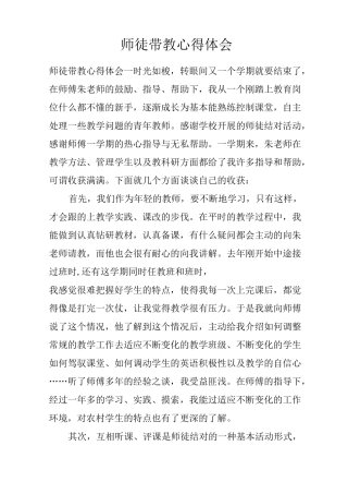 师徒带教心得体会