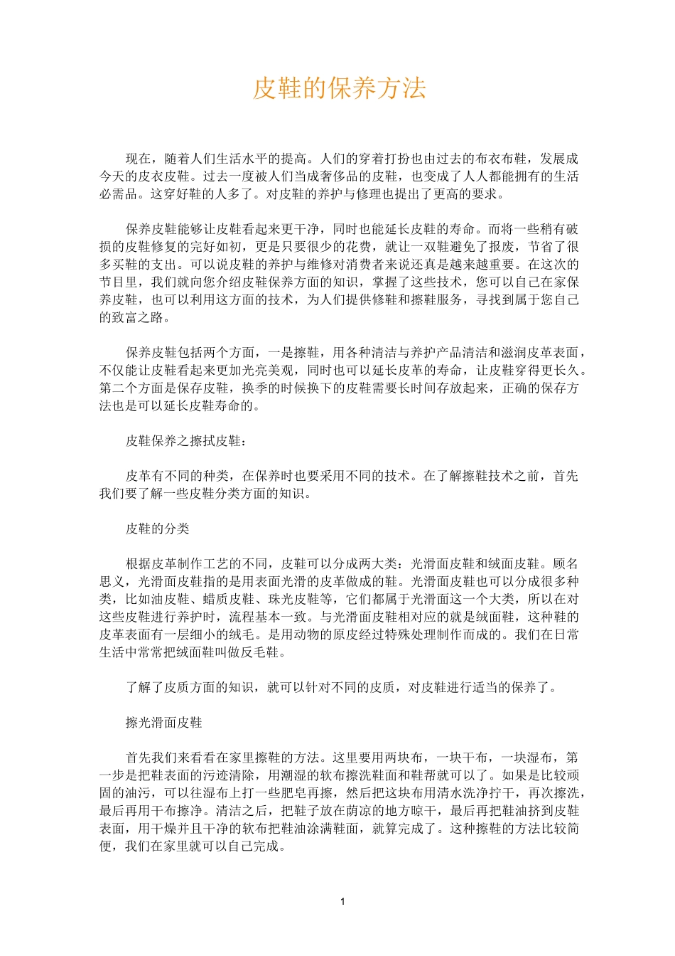 皮鞋的保养方法_第1页