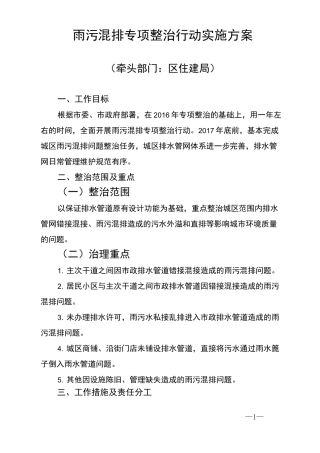 雨污混排专项整治行动实施方案