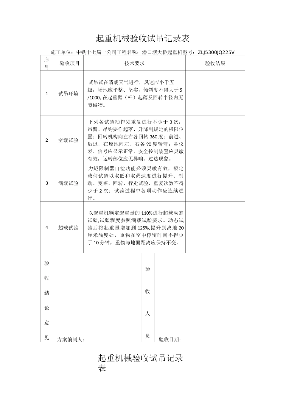 起重机械验收试吊记录表_第2页
