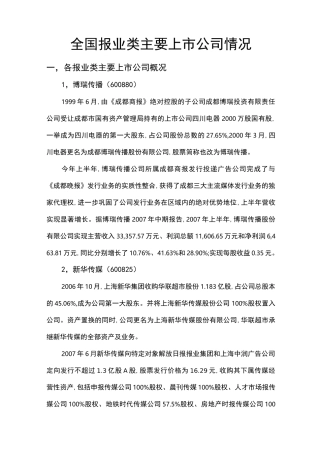 全国传媒类上市公司情况