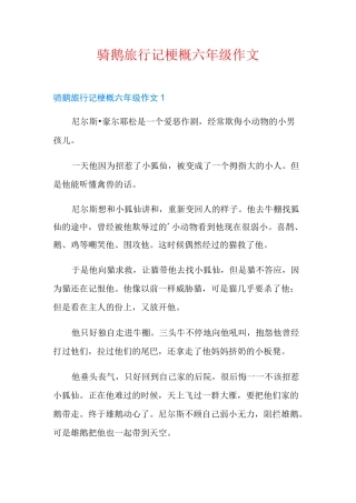 骑鹅旅行记梗概六年级作文