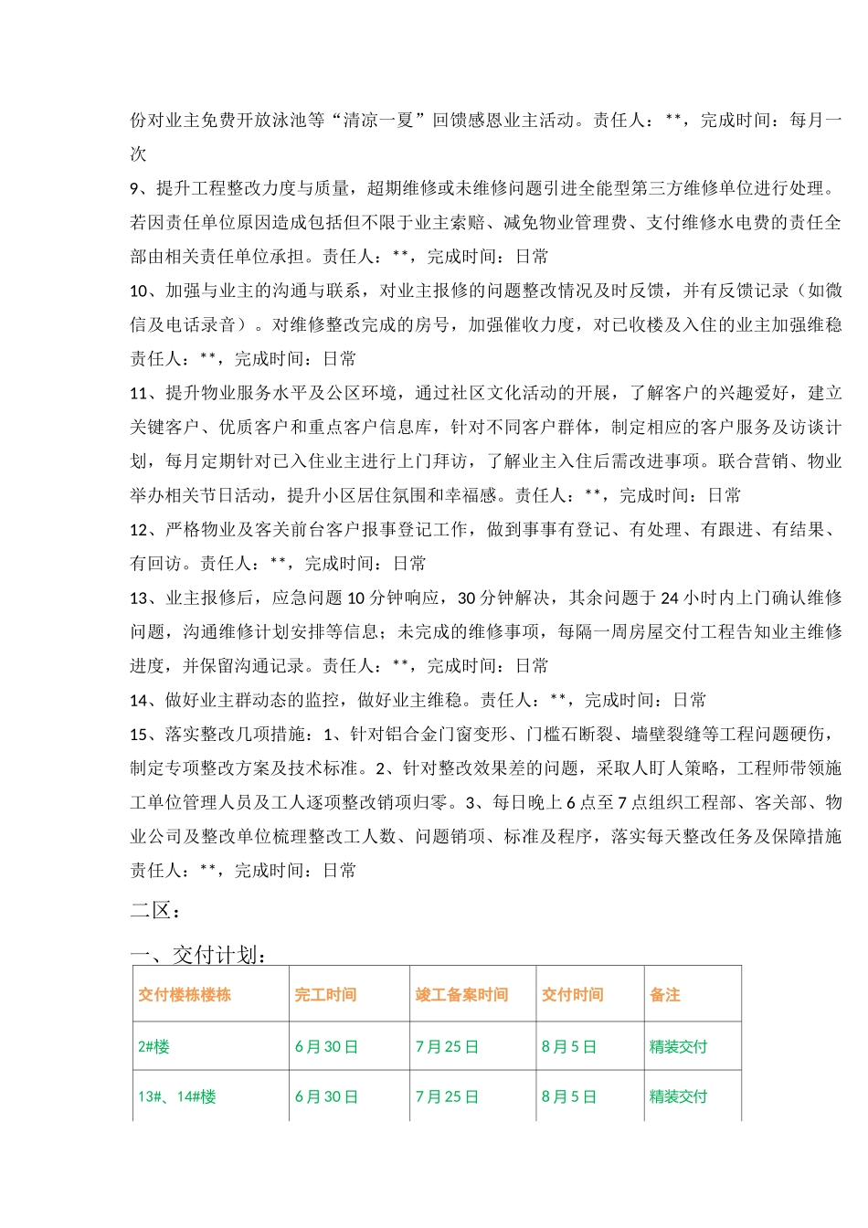 某项目住宅入伙、交付保障措施_第2页