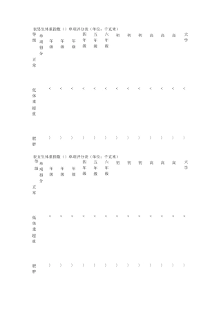 小学生体质测试参照标准.