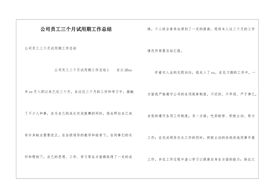 公司员工三个月试用期工作总结_第1页