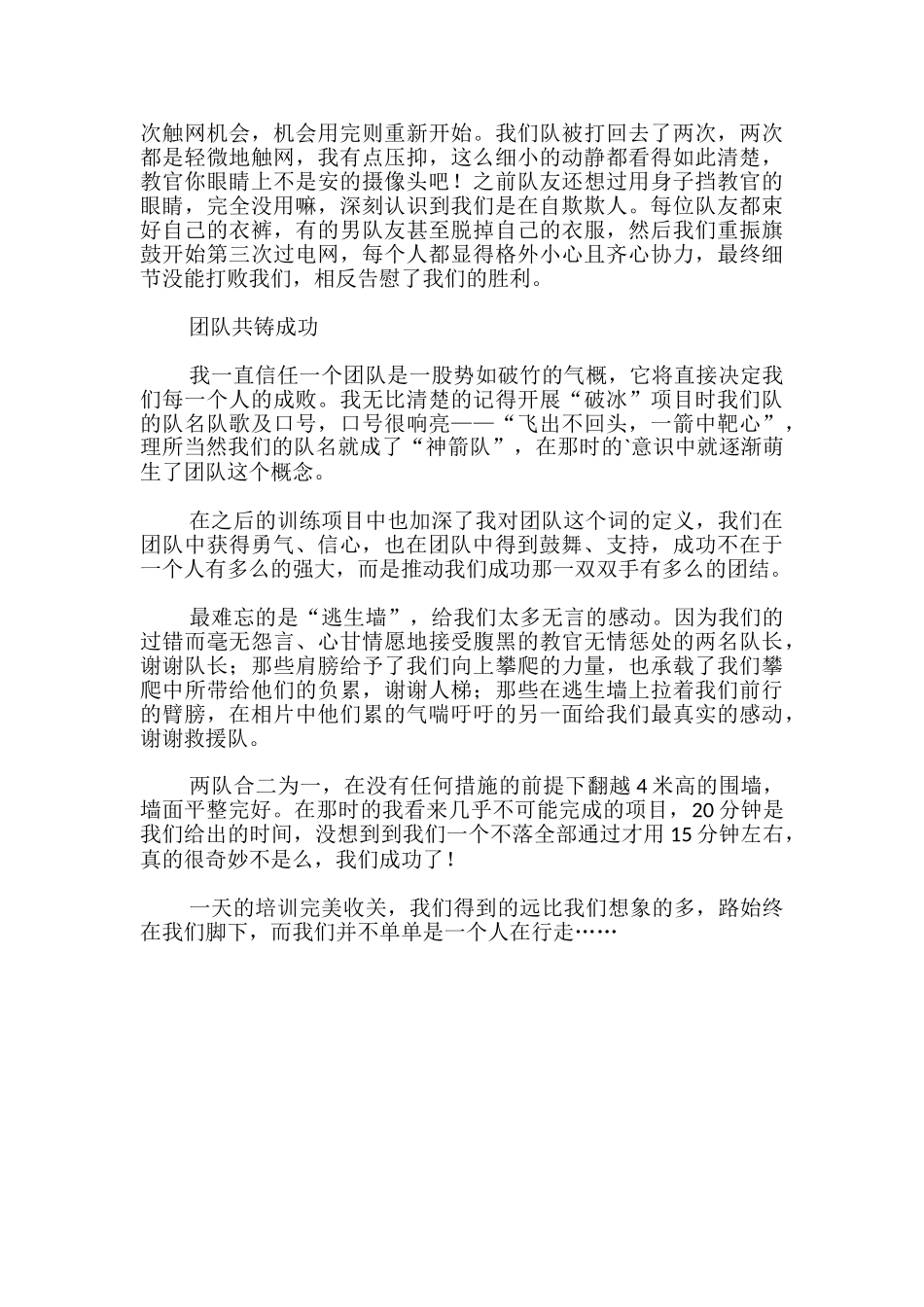 公司野外素质拓展训练心得体会_第2页