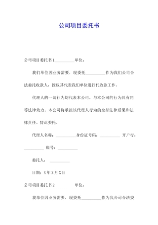 公司项目委托书