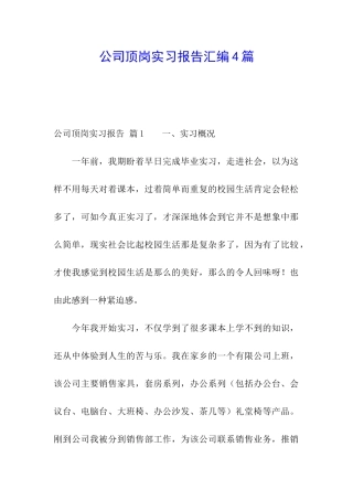 公司顶岗实习报告汇编4篇