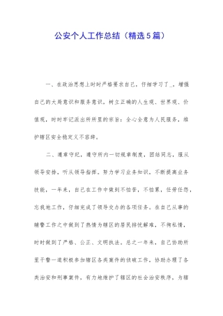 公安个人工作总结