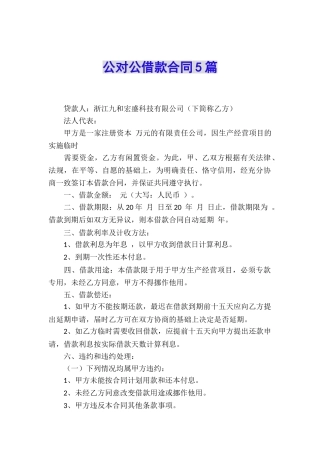 公对公借款合同5篇