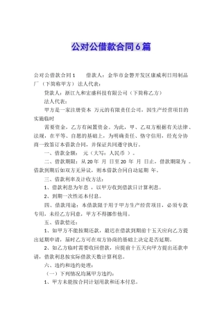 公对公借款合同6篇