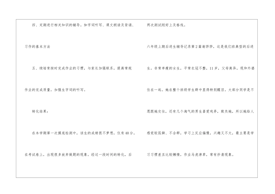 六年级上期后进生辅导记录4篇_第2页