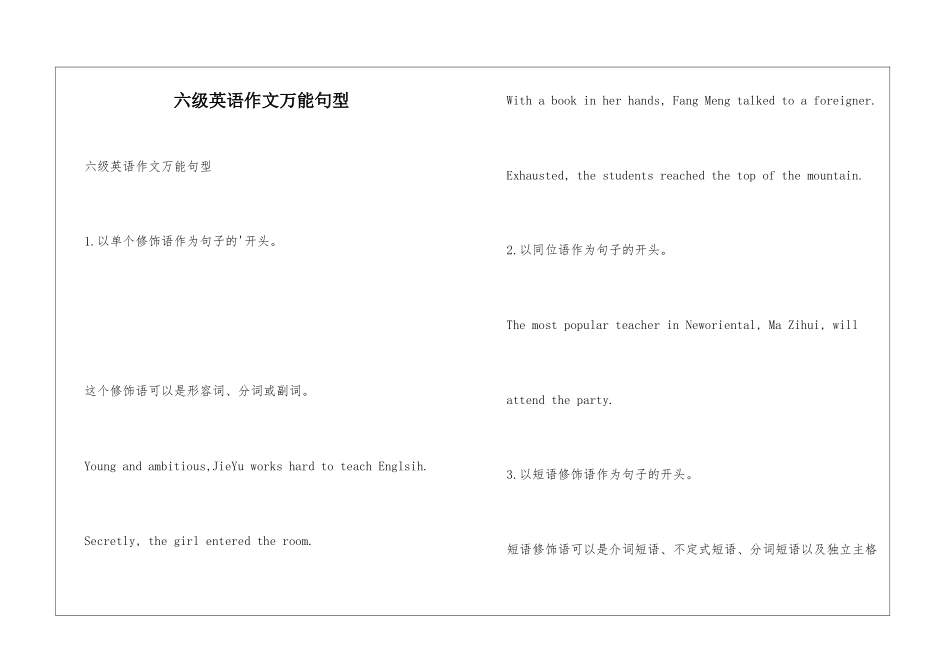 六级英语作文万能句型_第1页