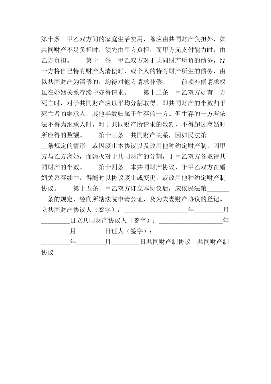 共同财产制协议范本-_第3页