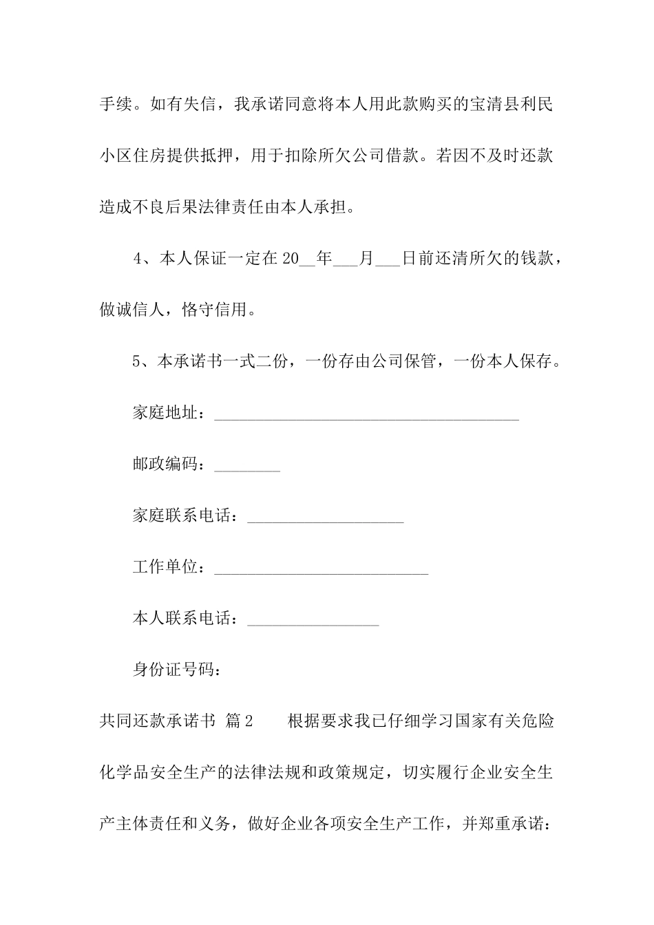 共同还款承诺书4篇_第2页