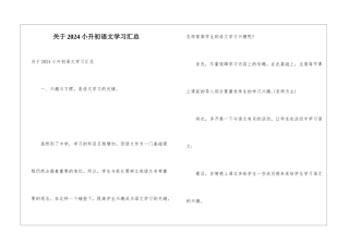 关于2024小升初语文学习汇总