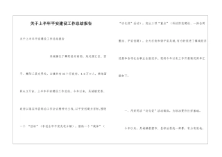 关于上半年平安建设工作总结报告