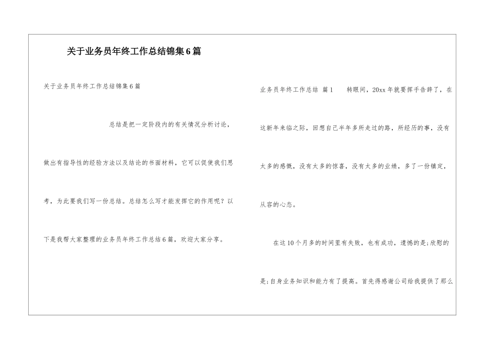 关于业务员年终工作总结锦集6篇_第1页